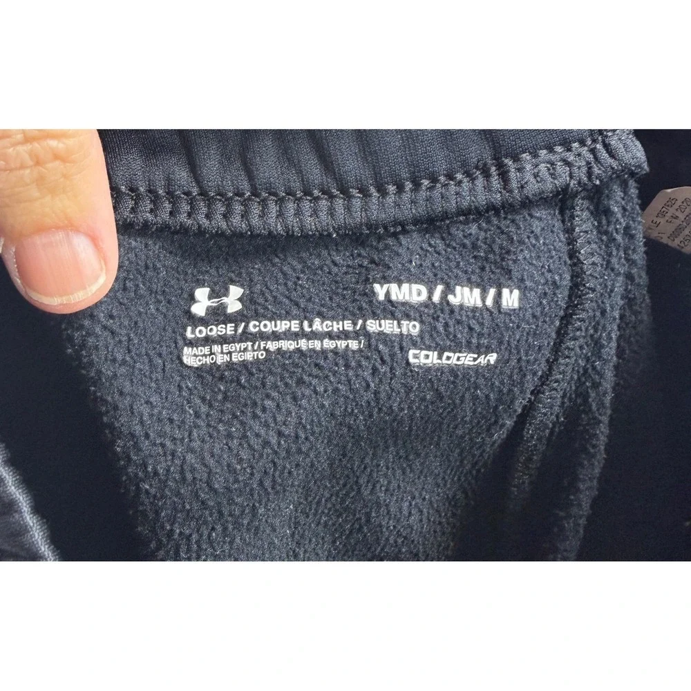 Under Armour Boys ColdGear Joggers Black Loose Fit Sweatpants Youth Medium